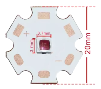 10W 3737 style 660nm deep red LED on 20mm copper star PCB (image for) 10W 3737 style 660nm deep red LED on 20mm copper star PCB