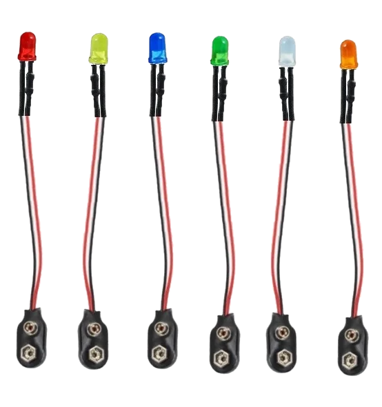 5mm tinted diffuse green LED prewired for 9 volt use (image for) 5mm tinted diffuse green LED prewired for 9 volt use