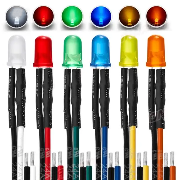 5mm cool white diffuse LED prewired for 12 volt use (image for) 5mm cool white diffuse LED prewired for 12 volt use