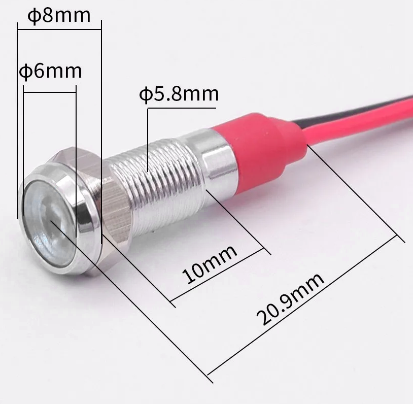 6mm, 9-24V white LED panel mount indicator (image for) 6mm, 9-24V white LED panel mount indicator
